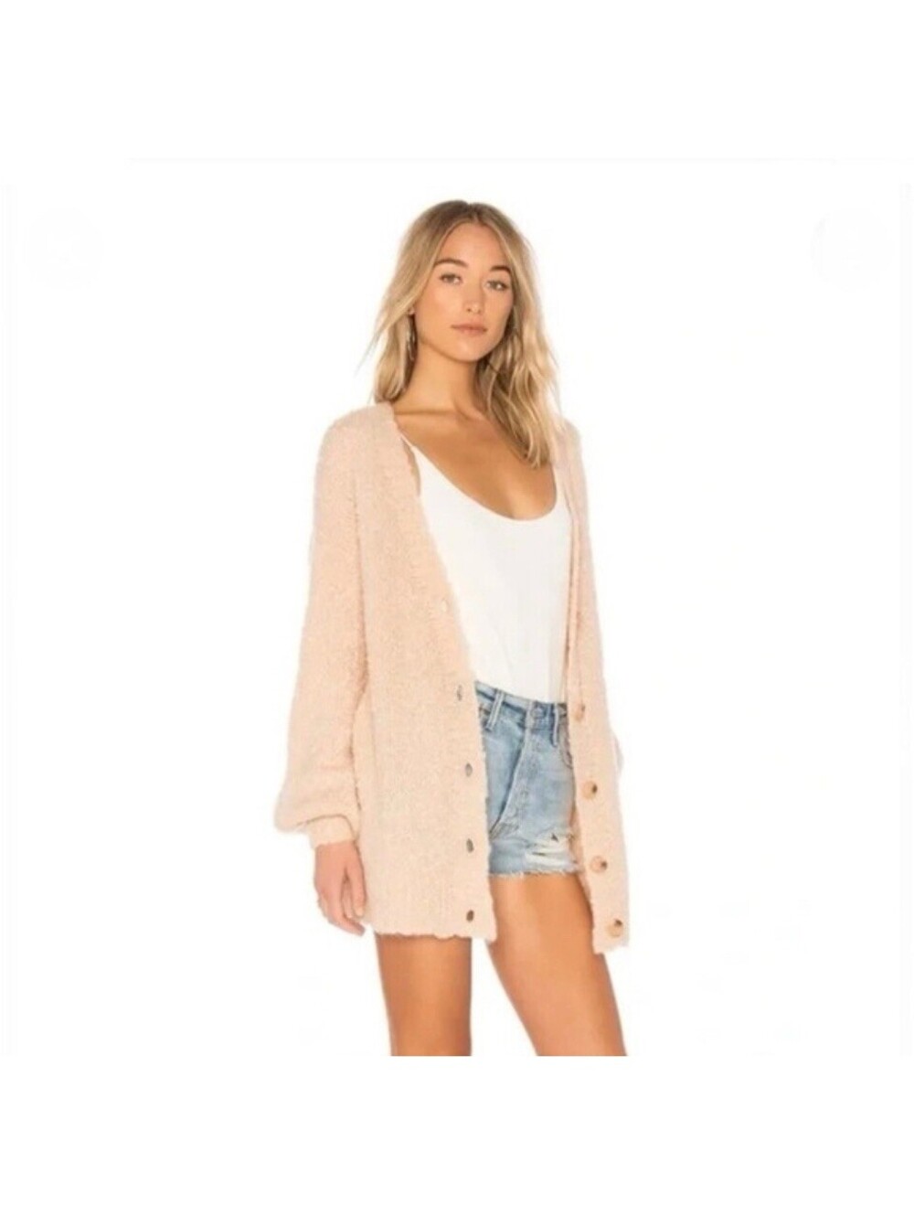 Tularosa Clementine Cardigan Sweater Blush Beige Wool Alpaca Mohair Blend XS